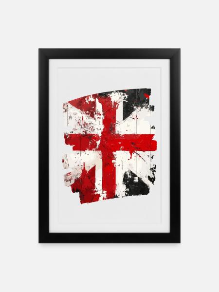 Dänemark Flagge Dannebrog - Indrammet plakat (27 × 37 cm) - sort