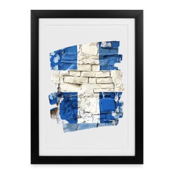 Drapeau finlandais Finlande - Affiche encadrée (27 × 37 cm) - noir - Devant