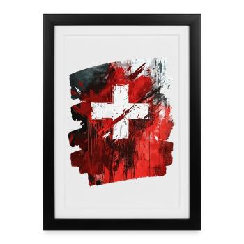 Pavillon suisse Suisse - Affiche encadrée (27 × 37 cm) - noir - Devant