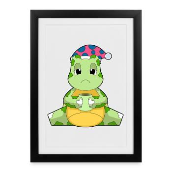 Tasse de café tortue - Affiche encadrée (27 × 37 cm) - noir - Devant