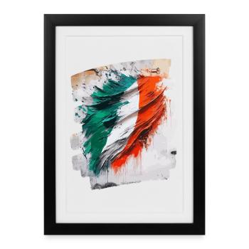 Drapeau italien Italie - Affiche encadrée (27 × 37 cm) - noir - Devant