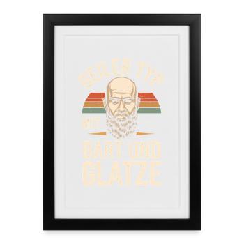 homme avec barbe et tête chauve porteur de barbe - Affiche encadrée (27 × 37 cm) - noir - Devant