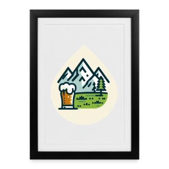 Mountain scenery with beer glass - Framed poster (27 × 37 cm) - black - Front