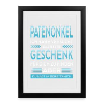 Bester Patenonkel Geschenk Lustiger Spruch Taufpat - Gerahmtes Poster (27 × 37 cm) - Schwarz - Vorne