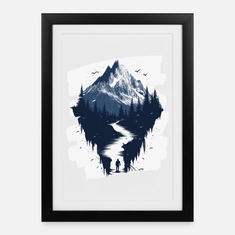 Montagnes - Affiche encadrée (27 × 37 cm) - noir