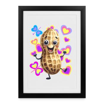 Peanut Peanuts Retro 80s 90s Vintage Heart - Framed poster (27 × 37 cm) - black - Front