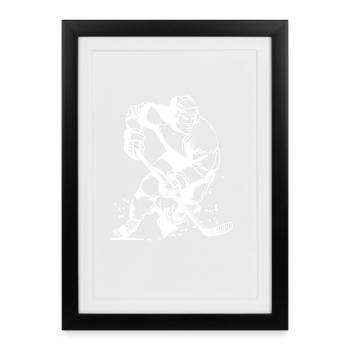 Hockey Player Drawing - Framed poster (27 × 37 cm) - black - Front