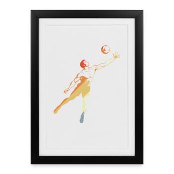 Joueurs de volley-ball vintage - Affiche encadrée (27 × 37 cm) - noir - Devant