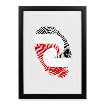 Empreintes digitales du drapeau maori, Nouvelle-Zélande - Affiche encadrée (27 × 37 cm) - noir - Devant