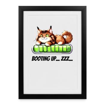 Booting Up Zzz - Chat in Nap Mode - Framed poster (27 × 37 cm) - black - Front