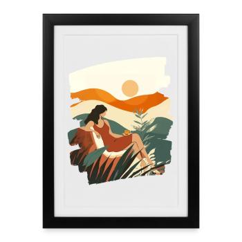 Détente Méditation Prendre soin de soi - Affiche encadrée (27 × 37 cm) - noir - Devant