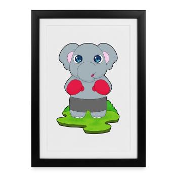 Elephant Boxer Boxing Gloves Boxing - Framed poster (27 × 37 cm) - black - Front