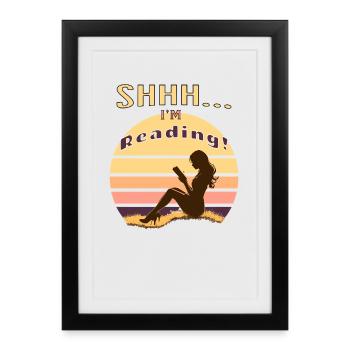 Perdu dans un livre – Chut... Je lis - Affiche encadrée (27 × 37 cm) - noir - Devant