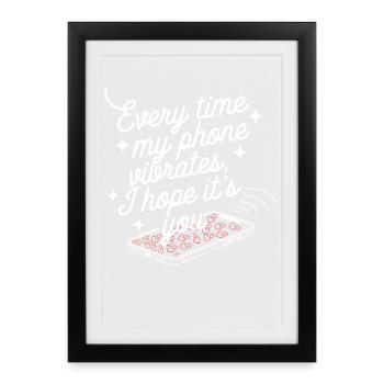 Simple Vibes – Clean Phone Text Design with Hearts - Framed poster (27 × 37 cm) - black - Front