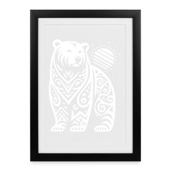 Ours polaire tribal - Affiche encadrée (27 × 37 cm) - noir - Devant