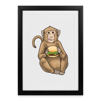 Cheeseburger de singe - Affiche encadrée (27 × 37 cm) - noir - Devant