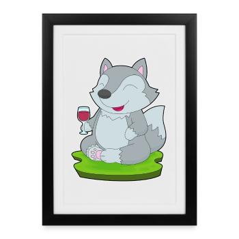 Wolf Red Wine - Framed poster (27 × 37 cm) - black - Front