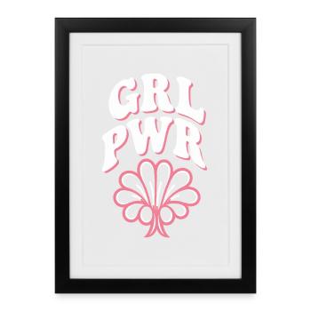 Femmes Pouvoir GRL PWR Fille Patriarcat Féminisme - Affiche encadrée (27 × 37 cm) - noir - Devant