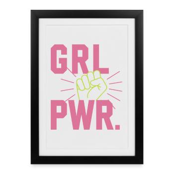 Femmes Pouvoir GRL PWR Fille Patriarcat Féminisme - Affiche encadrée (27 × 37 cm) - noir - Devant