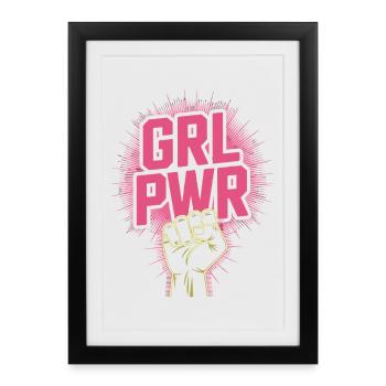 Femmes Pouvoir GRL PWR Fille Patriarcat Féminisme - Affiche encadrée (27 × 37 cm) - noir - Devant