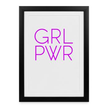 Femmes Pouvoir GRL PWR Fille Patriarcat Féminisme - Affiche encadrée (27 × 37 cm) - noir - Devant