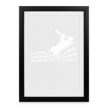 Musikalisches Erdmännchen mit Trompete und Noten - Gerahmtes Poster (27 × 37 cm) - Schwarz - Vorne