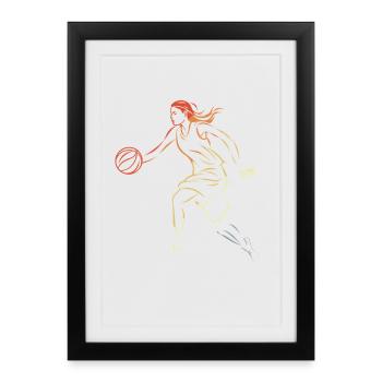 Basketteuse - Affiche encadrée (27 × 37 cm) - noir - Devant