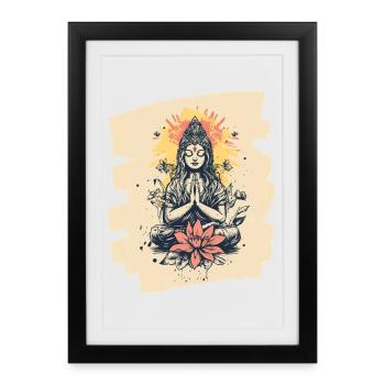 Yoga Namaste Méditation - Affiche encadrée (27 × 37 cm) - noir - Devant