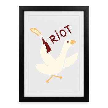 Rioting Goose T-Shirt – Fun & Quirky Graphic - Framed poster (27 × 37 cm) - black - Front