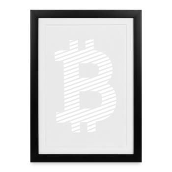 Symbole Bitcoin – Design minimal de crypto - Affiche encadrée (27 × 37 cm) - noir - Devant