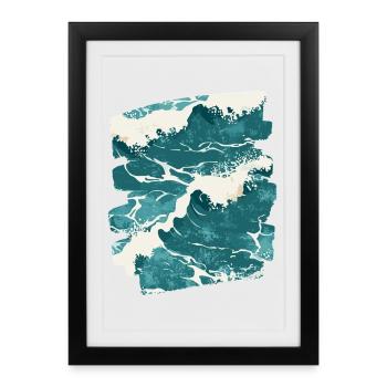 Les vagues et la mer - Affiche encadrée (27 × 37 cm) - noir - Devant