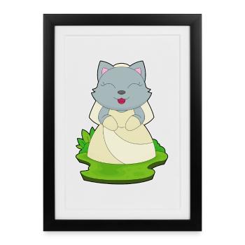Cat Bridal Veil Wedding - Framed poster (27 × 37 cm) - black - Front