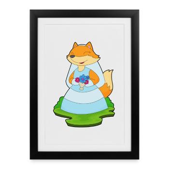 Renard Voile de mariée Mariage - Affiche encadrée (27 × 37 cm) - noir - Devant