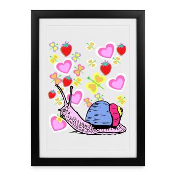 Retro Snail Snails Vintage Kids - Framed poster (27 × 37 cm) - black - Front