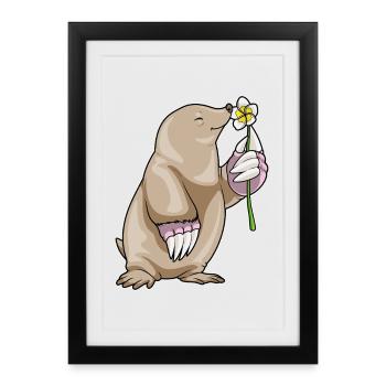 Plumeria taupe - Affiche encadrée (27 × 37 cm) - noir - Devant