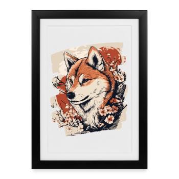 Shiba Inu - Affiche encadrée (27 × 37 cm) - noir - Devant