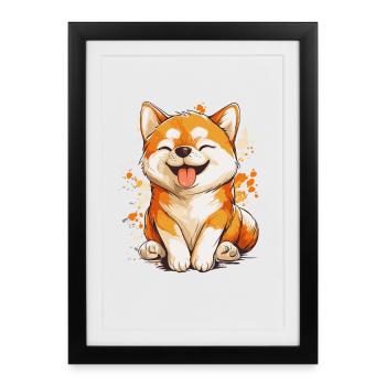 Shiba Inu - Affiche encadrée (27 × 37 cm) - noir - Devant