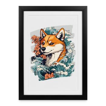 Shiba Inu - Affiche encadrée (27 × 37 cm) - noir - Devant
