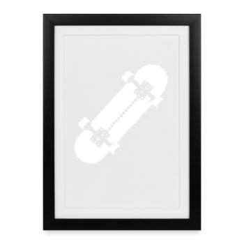Skateboard Pixel Art - Framed poster (27 × 37 cm) - black - Front