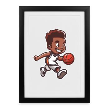 Little basketball player - Framed poster (27 × 37 cm) - black - Front