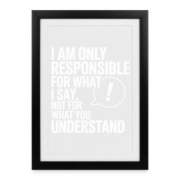 Je suis responsable de ce que je dis Enseignant - Affiche encadrée (27 × 37 cm) - noir - Devant