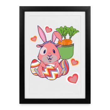 Easter Easter Bunny Easter Eggs Retro Kids Eggs Bunny - Framed poster (27 × 37 cm) - black - Front
