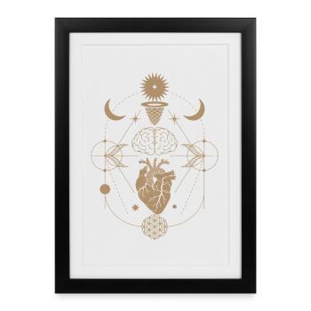 Heart Mind Connection | Sacred Energy Flow - Affiche encadrée (27 × 37 cm) - noir - Devant