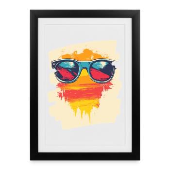 Sunglasses Summer Palm Trees - Framed poster (27 × 37 cm) - black - Front