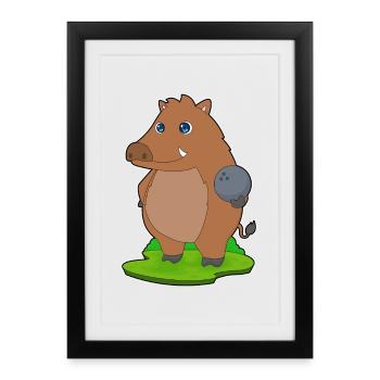 Boar Bowling Boule de bowling - Affiche encadrée (27 × 37 cm) - noir - Devant