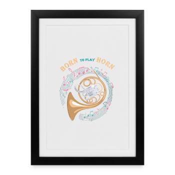 Horn player loves horn Playing the French horn in the orchestra - Framed poster (27 × 37 cm) - black - Front