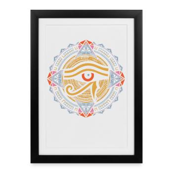 Mandala de l’Oeil de Râ | Art égyptien psychédélique - Affiche encadrée (27 × 37 cm) - noir - Devant