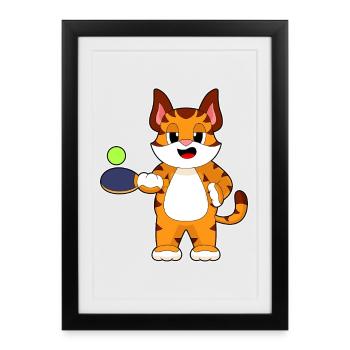 Tiger Tennis de table Raquette de tennis de table - Affiche encadrée (27 × 37 cm) - noir - Devant