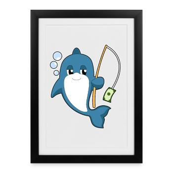 Dolphin Angler Fishing Rod Fishing Rod - Framed poster (27 × 37 cm) - black - Front