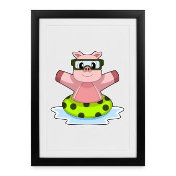 Été de nage dans la nage des cochons - Affiche encadrée (27 × 37 cm) - noir - Devant